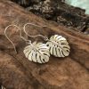 Silver Monster Leaf Earrings 20mm by the Zuri Collection