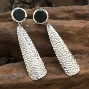 Silver Matobo Granite Rock Textured Earrings by the Zuri Collection