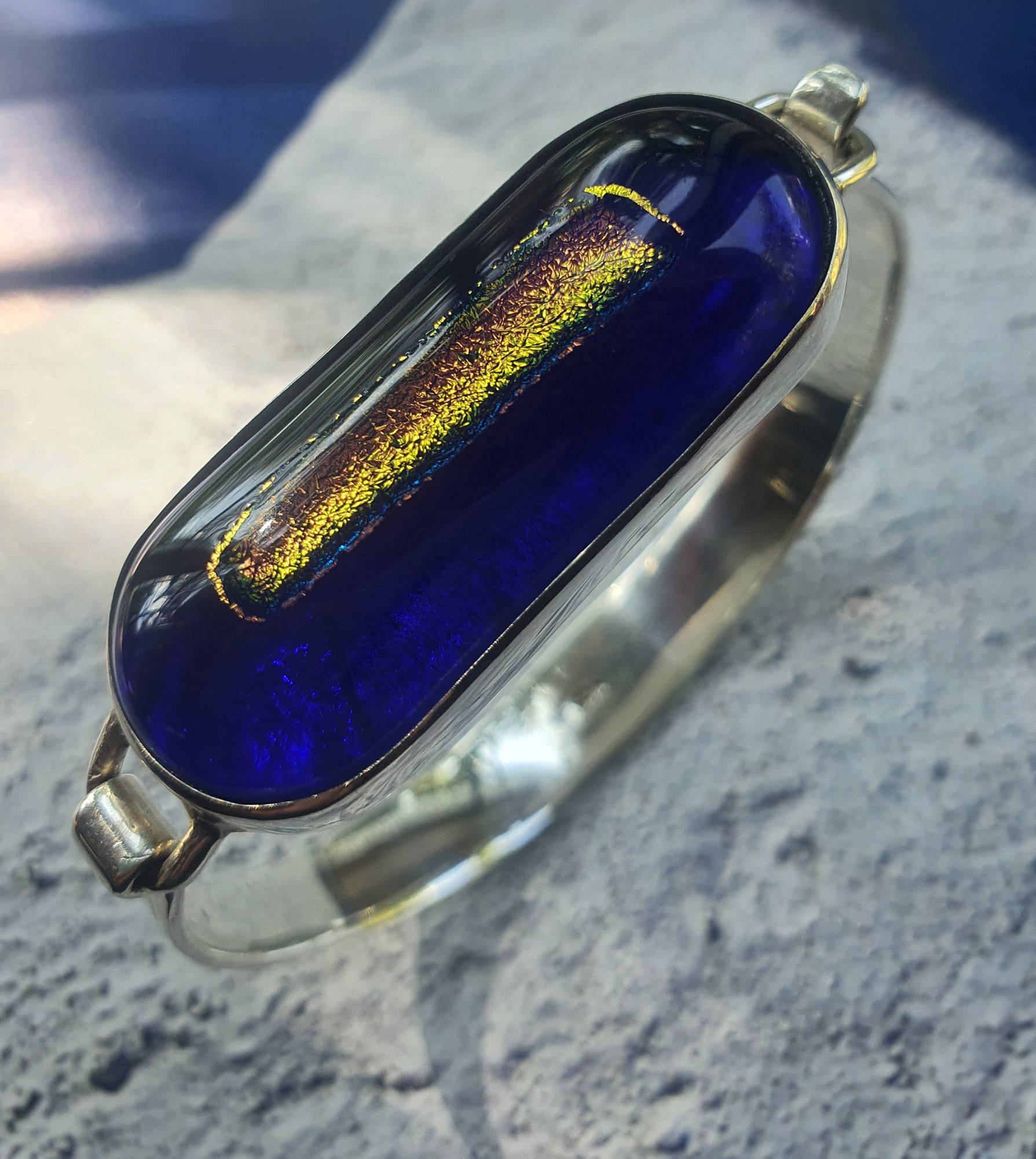 Bristol Blue Glass Silver bangle Bristol Blue Glass Silver bangle by Sam Jacobs